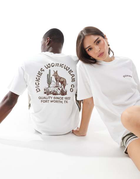 Dickies - T-shirt bianca con grafica con coyote sul retro - In esclusiva per ASOS - view 1