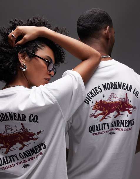 Dickies - T-shirt bianca con grafica di lupo sul retro - In esclusiva per ASOS - view 1