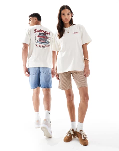 Dickies - T-Shirt bianco sporco con stampa di negozio di alimentari sul retro - In esclusiva per ASOS - view 1