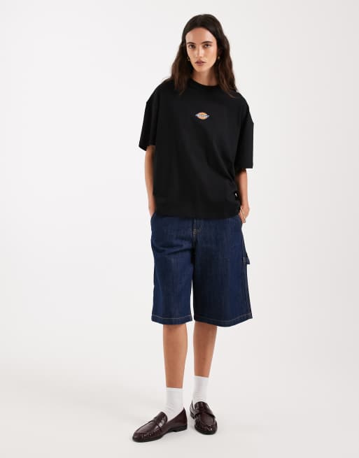 Dickies - T-shirt boyfriend nera con logo al centro, 2 di 4