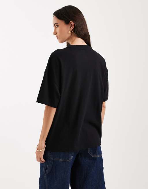 Dickies - T-shirt boyfriend nera con logo al centro, 4 di 4