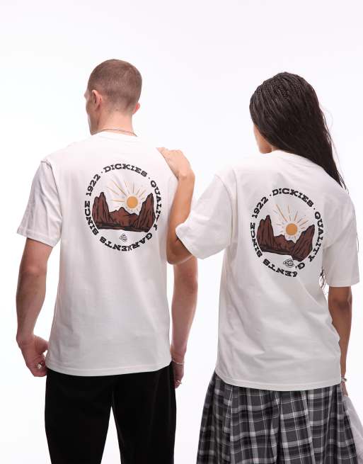 Dickies - T-shirt color bianco sporco con stampa grafica di paesaggio esterno sul retro