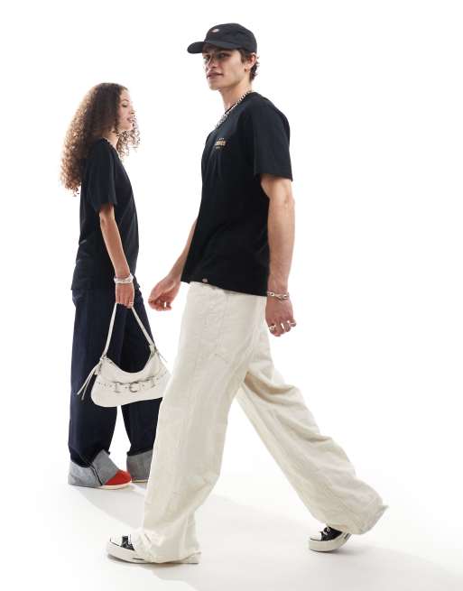 Dickies - T-shirt con stampa sul retro colore nero e cuoio