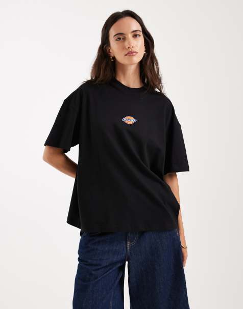 Dickies - T-shirt coupe boyfriend à logo au centre - Noir - view 1