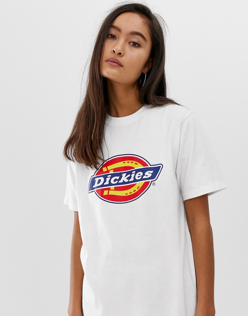 Dickies – T-shirt i boyfriend-modell med logga framtill-Vit
