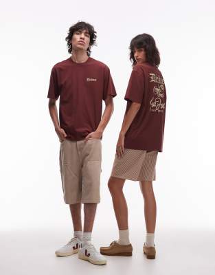 Dickies - T-Shirt in Burgunderrot mit Dinner-Grafikprint hinten