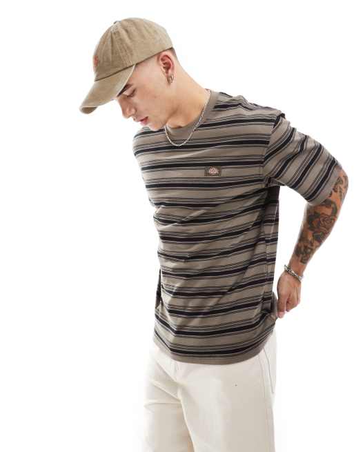 Dickies - T-shirt marrone a righe multicolore