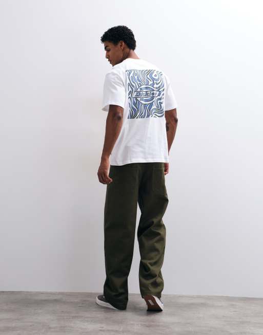 Dickies t-shirt med abstrakt grafik och ryggtryck i vitt och blått, 2 av 5
