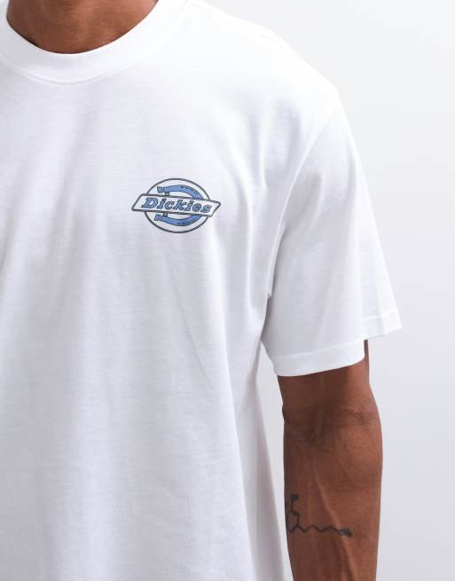 Dickies t-shirt med abstrakt grafik och ryggtryck i vitt och blått, 4 av 5