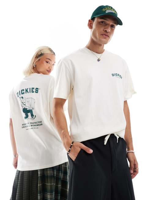 Dickies - T-shirt met grafische werkmanprint op de achterkant in gebroken wit