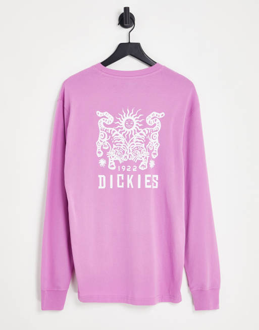 Dickies - T-shirt met print op de achterkant en lange mouwen in roze 