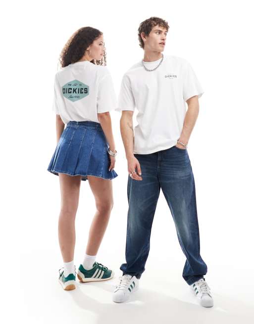 Dickies - T-shirt met print op de achterkant in wit en blauw