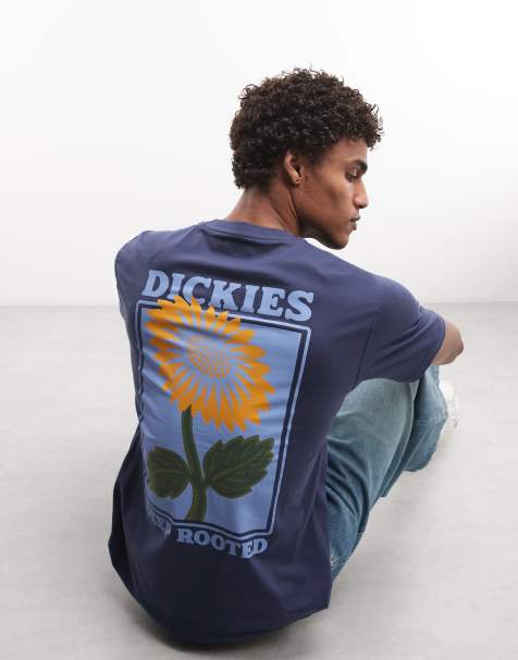 Dickies - T-shirt met zonnebloemprint op de achterkant in blauw, exclusief bij ASOS - view 1