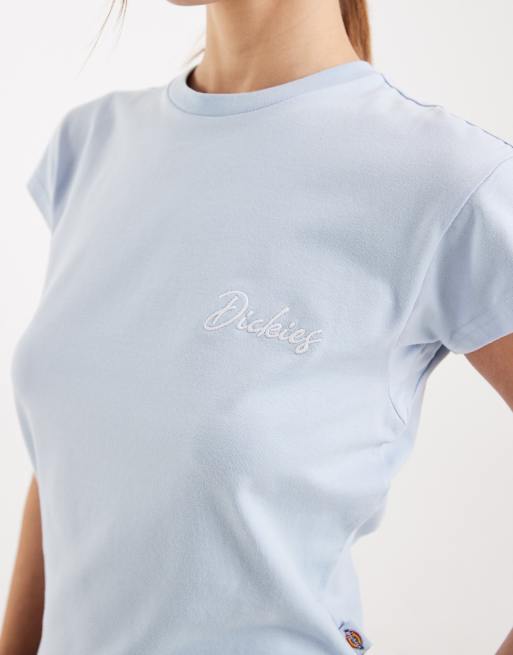 Dickies - T-shirt mini blu con maniche ad aletta, 3 di 4