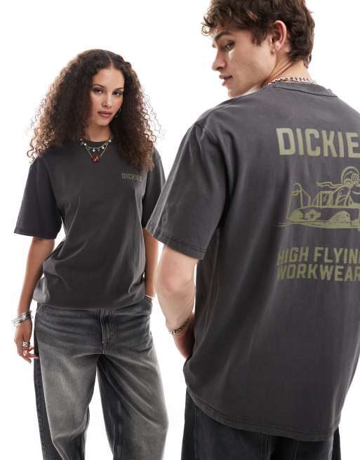 Dickies - T-shirt nera con stampa grafica sul retro di aeroplano