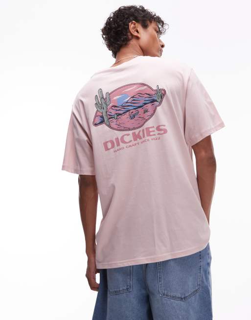 Dickies - T-shirt rosa chiaro con stampa di montagna western sul retro - In esclusiva per ASOS