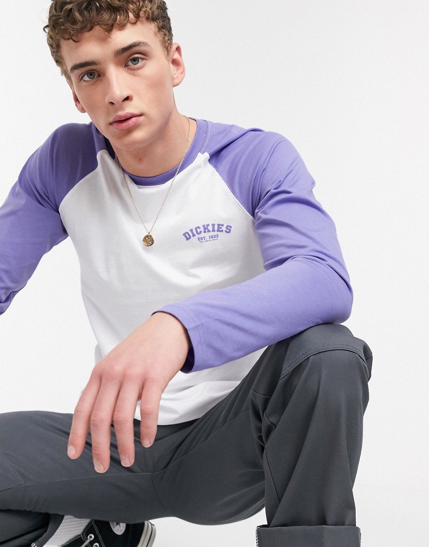 Dickies - T-shirt stile baseball a maniche lunghe lilla polvere-Viola