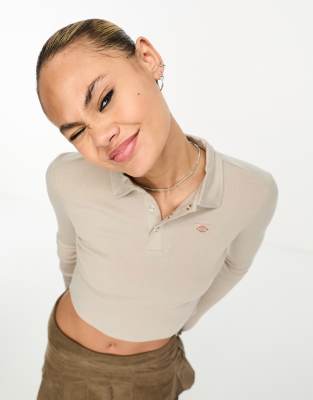 Dickies Dickies tallasee ribbed polo in stone-Neutral