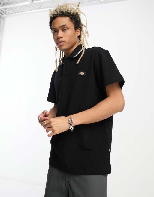 Dickies Tallasee short sleeve polo shirt in black with contrast tipping Polo Ralph Lauren icon logo cuffed joggers in grey marl ClassicfuncenterShops