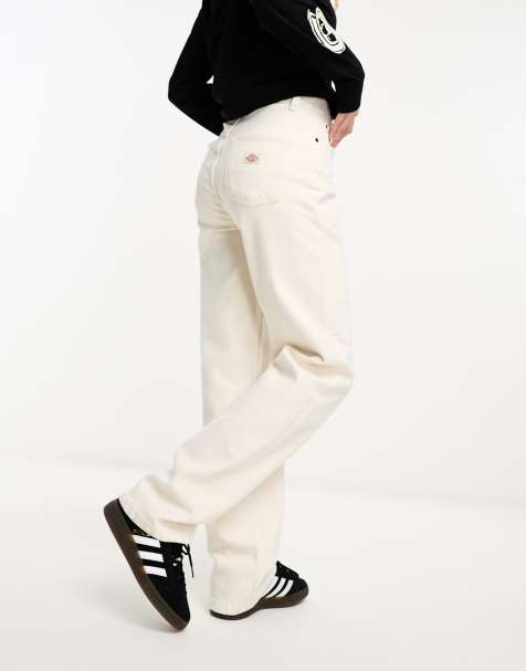 Dickies elizaville straight leg work trousers in white