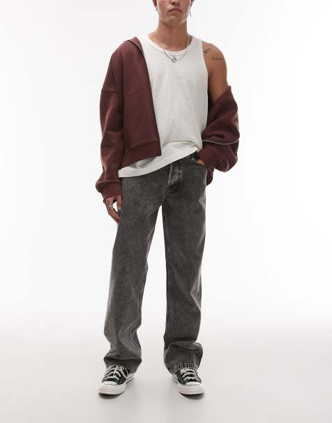 Dickies thomasville relaxed baggy fit denim jeans in washed light grey - view 1