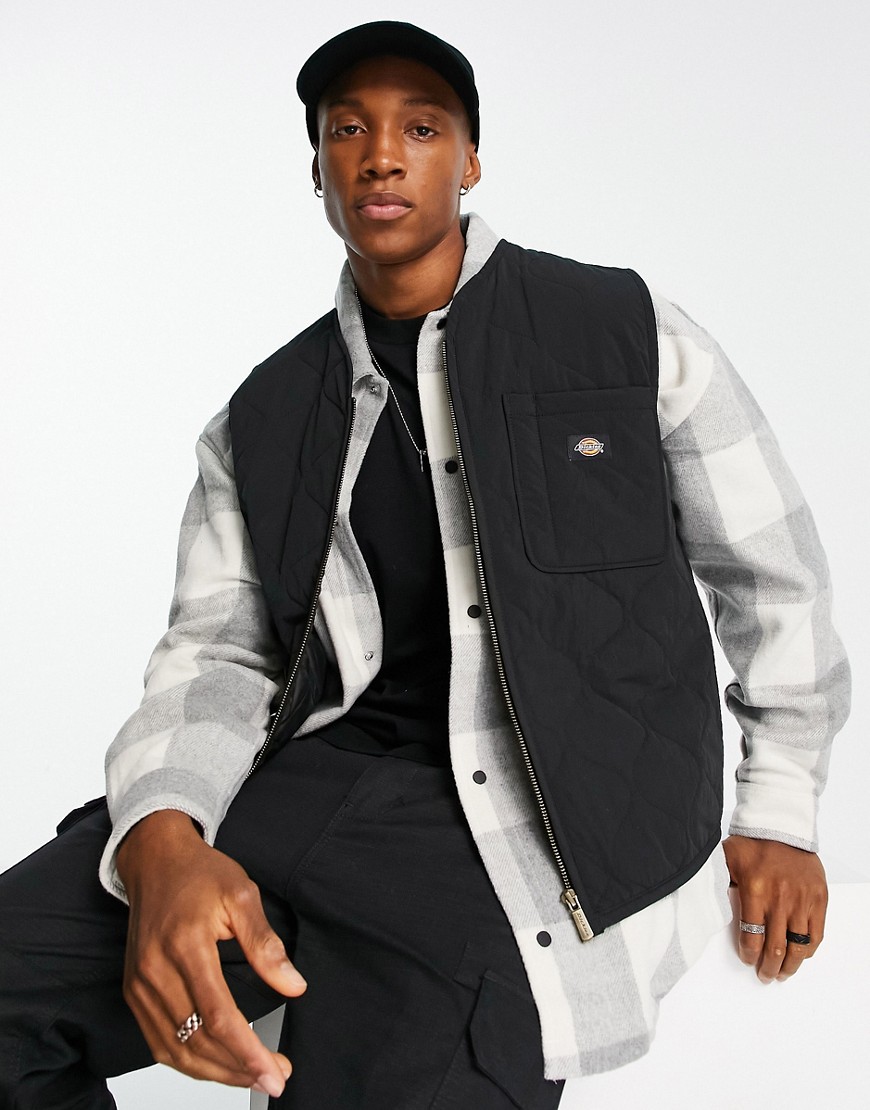 Dickies thorsby quilted liner vest jacket in black
