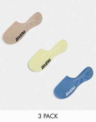 Dickies three pack invisible socks in pastels