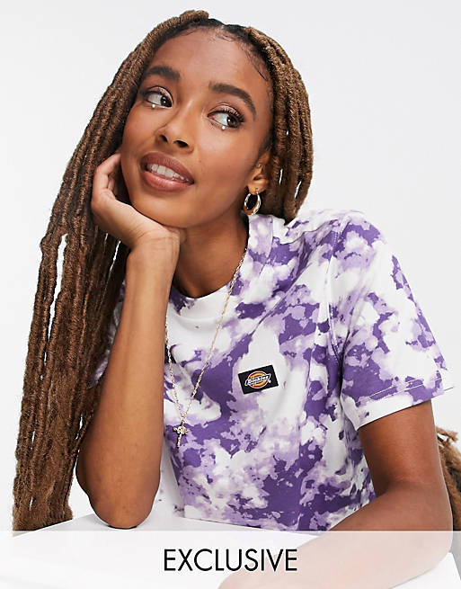Dickies Tie Dye cropped t-shirt in purple Exclusive at ASOS