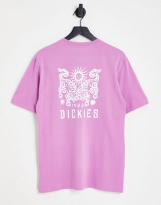 Dickies tiger back print t-shirt in acid pink