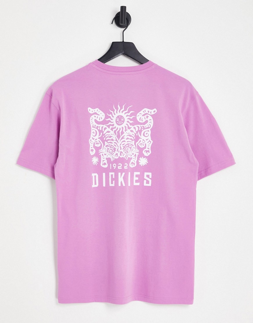 Dickies tiger back print t-shirt in pink