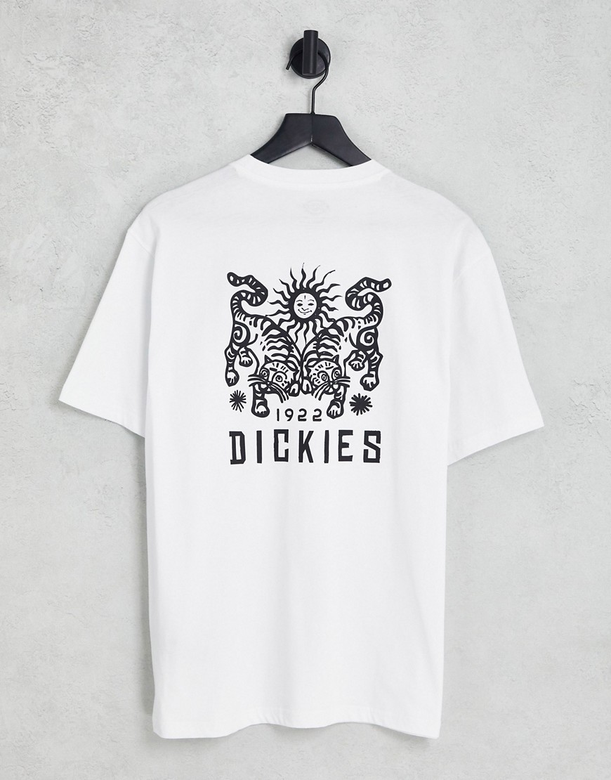 Dickies tiger back print t-shirt in white