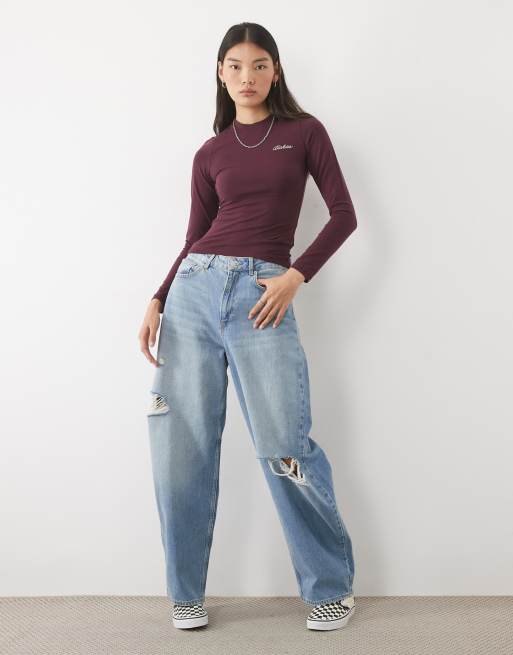 Dickies top ajusté à manches longues bordeaux, 3 de 5