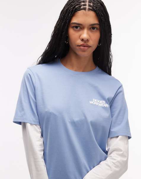 Dickies – Torrey – Zweilagiges T-Shirt in Blau - view 1