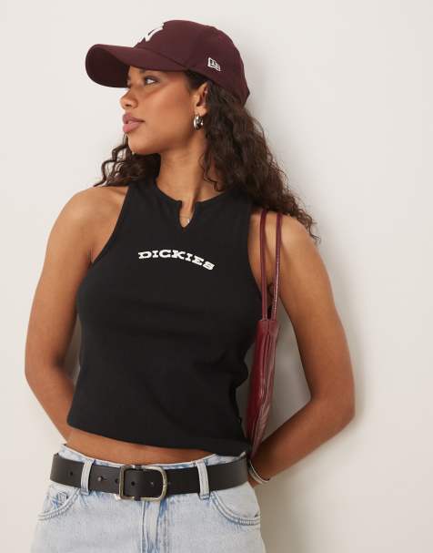 Dickies – Trägertop in Schwarz mit V-Ausschnitt - view 1