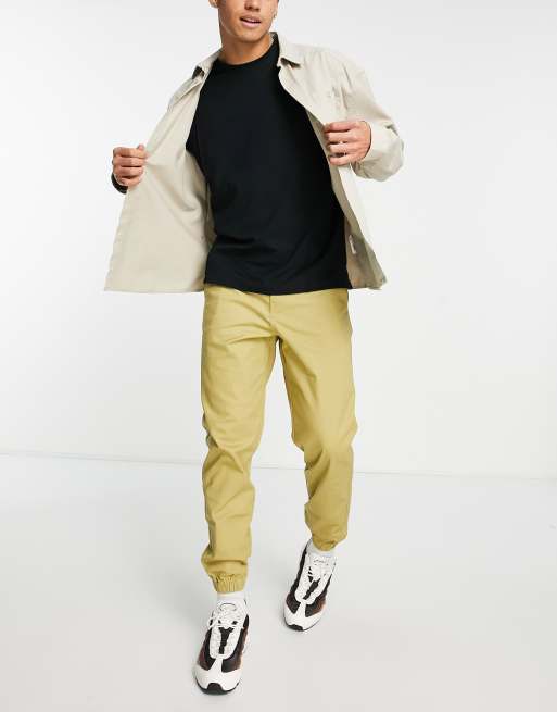 Khaki joggers with belt hot sale loops