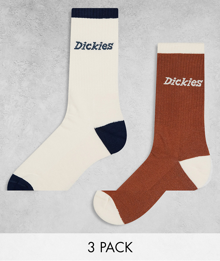 Dickies two pack ness city socks in neutrals-White