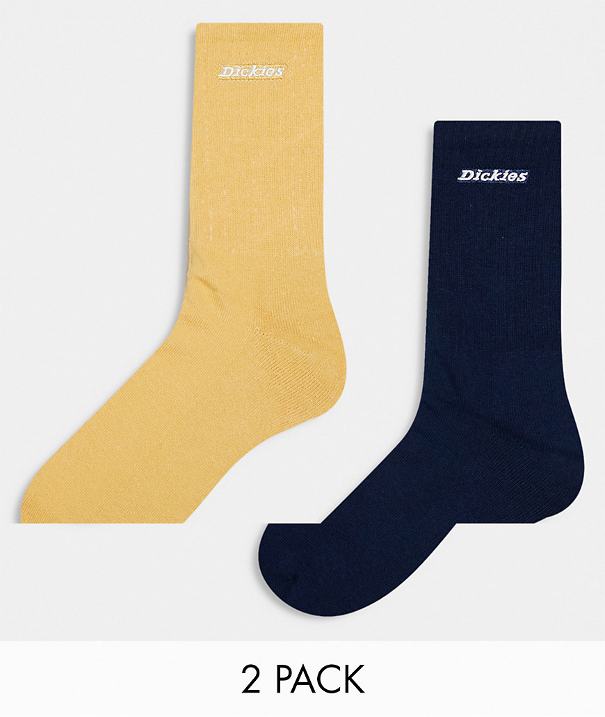 Dickies two pack new carlyss crew socks in navy and tan