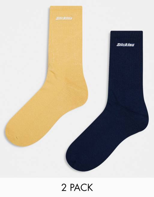 Dickies two pack New Carlyss crew socks in navy and tan