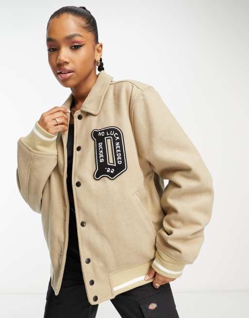 Dickies Union Springs Varsity jacket in Beige