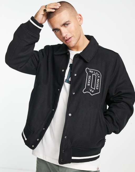 Dickies Union Springs varsity jacket in black | ASOS