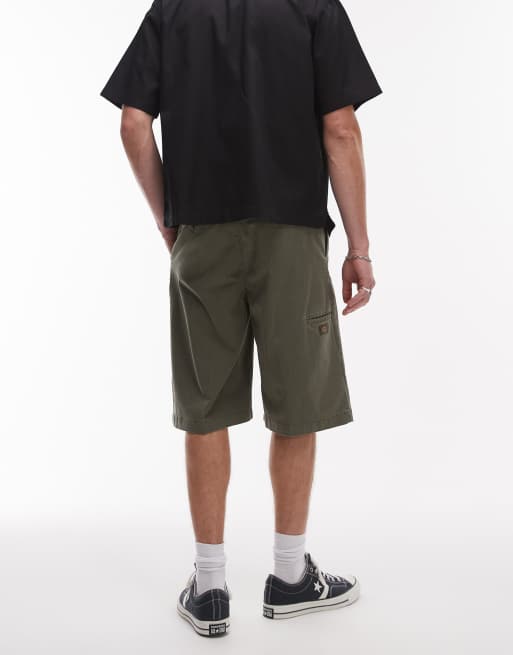 Dickies unionville 13 inch pleated work short in khaki green ASOS