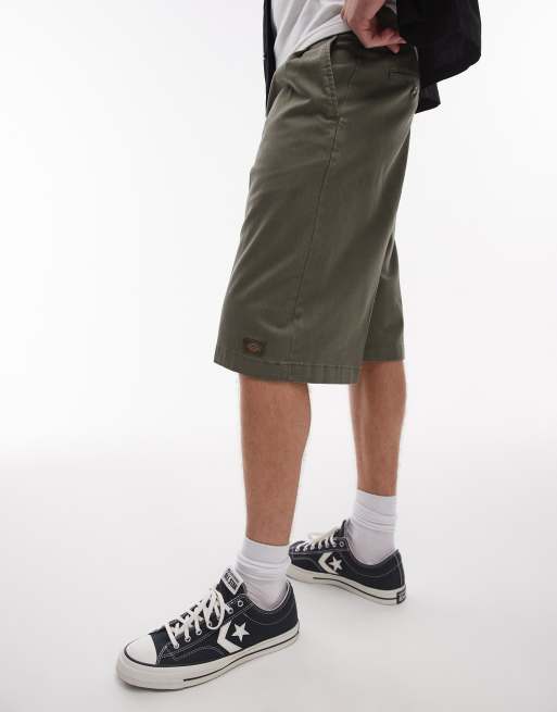 Dickies unionville 13 inch pleated work short in khaki green ASOS