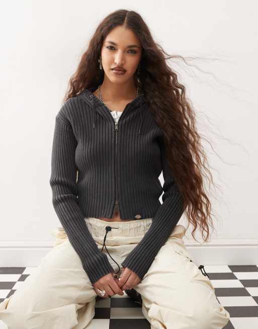 Dickies - Unionville - Felpa nera in maglia con cappuccio e zip