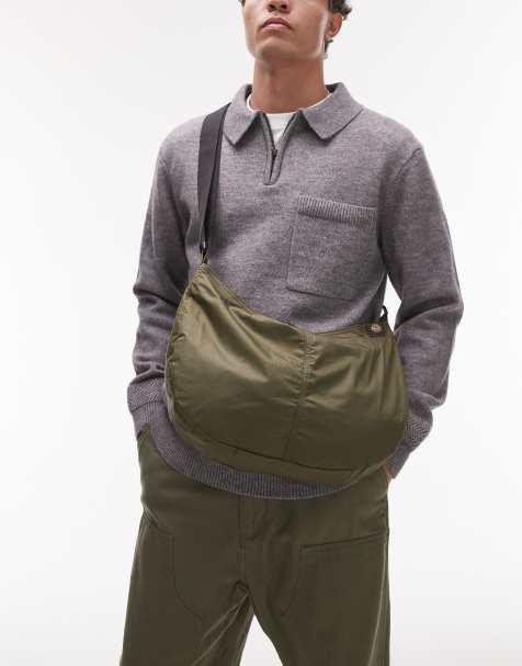 Dickies unionville nylon cross body bag in khaki green - view 1
