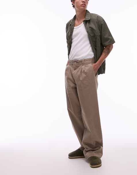 Dickies - Unionville - Pantaloni casual a fondo ampio color cuoio chiaro con pieghe - view 1