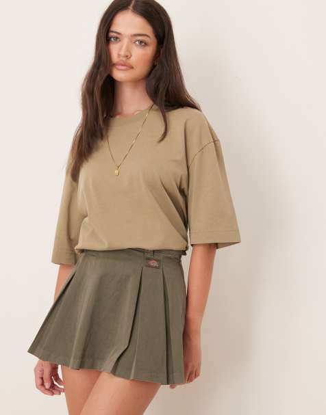 Dickies unionville pleated work skirt in khaki green