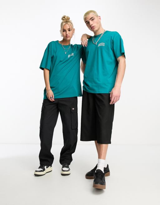 Dickies Unisex aitkin left chest logo t-shirt in teal, 4 of 4