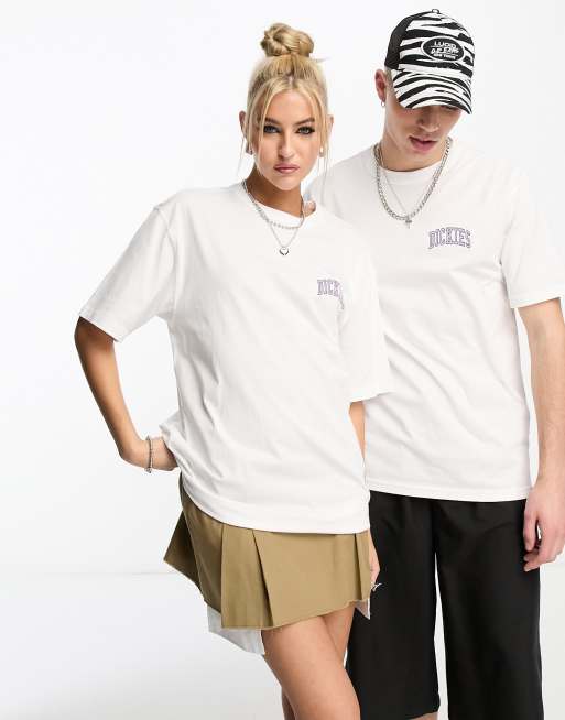 Dickies - Unisex - Aitkin - T-shirt met logo links op de borst in wit