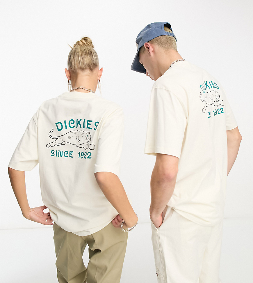 Dickies Unisex cave junction panther back print t-shirt in off white Exclusive to ASOS