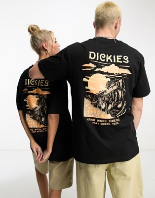 Dickies Unisex Eagle Point Mountain Back Print T-shirt In Black Exclusive To Asos